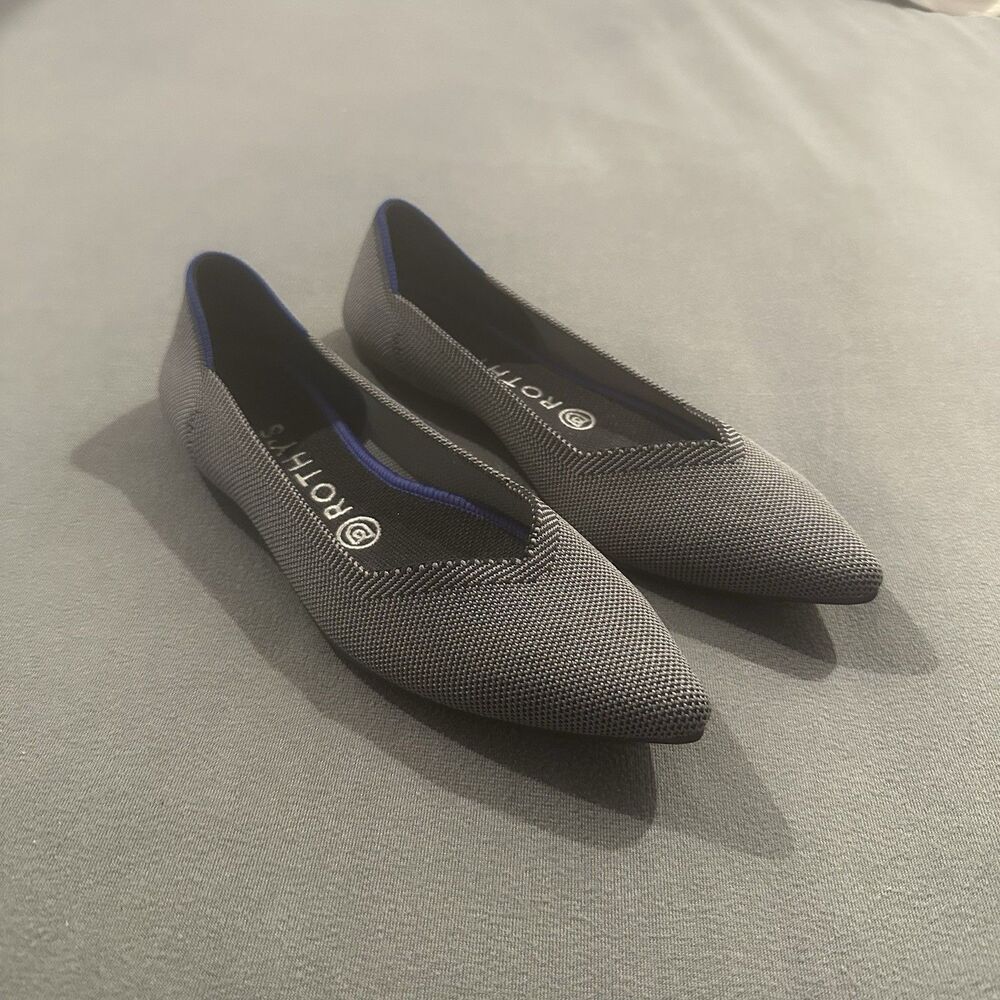 Rothy's The Point Flats Birdseye Ballet Women 8.5 Slip On Grey Knit